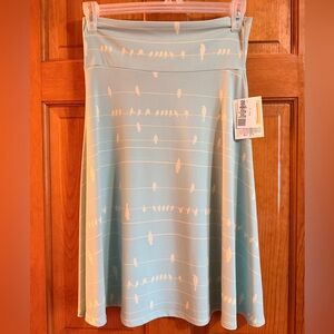 Lularoe Azure A-Line Skirt Bird on a Wire Mint Size Medium BNWT